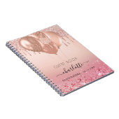 Guest book Quinceanera roos goudroze glitter Notitieboek (Rechterzijde)