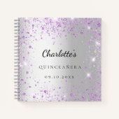 Guest book Quinceañera Silpaars glitter Notitieboek (Voorkant)