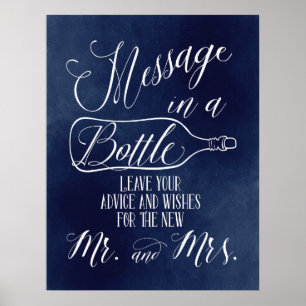 Guest Book-sign - Bericht in fles - marine Poster