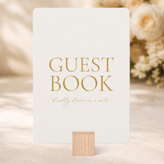 Guest Book Sign – Elegant Gold Wedding Card Kaart
