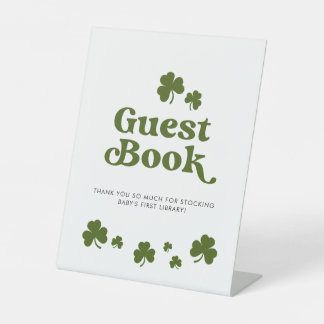Guest Book St. Patrick's Day Green Shamrock Reclamebord Met Voetstuk