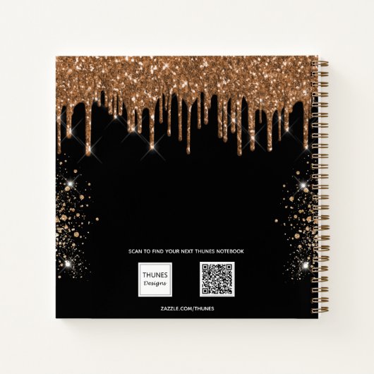 Guest book Sweet 16 black Gold glitter name Notitieboek (Achterkant)