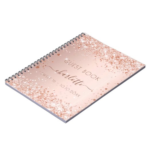 Guest book Sweet 16 blush roos gold sparkles Notitieboek (Linkerzijde)