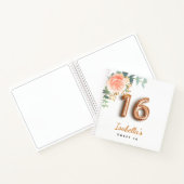 Guest book Sweet 16 floral roos Gold eucalyptus Notitieboek (Binnen)