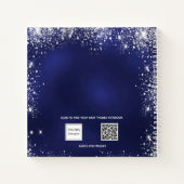 Guest book Sweet 16 marineblauwe glitterjurk Notitieboek (Achterkant)