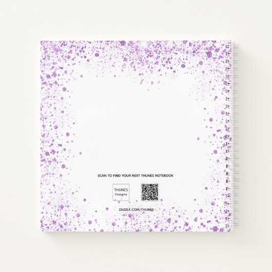 Guest book Sweet 16 violet jurk glitter elegant Notitieboek (Achterkant)