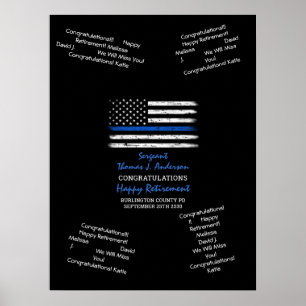 Guest Book Thin Blue Line Black van politie met pe Poster