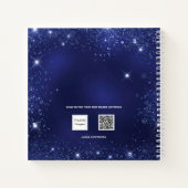 Guest book verjaardagsnavy blue glitter sparkles notitieboek (Achterkant)