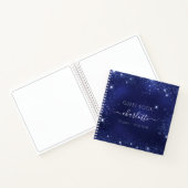 Guest book verjaardagsnavy blue glitter sparkles notitieboek (Binnen)