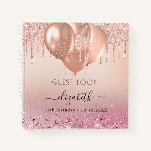 Guest book verjaart roze roze roze goudglitter notitieboek (Voorkant)