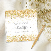 Guest book verjaart wit goud glitter monogram notitieboek