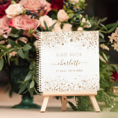 Guest book verjaart wit goud glitter monogram notitieboek