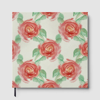Guest BookElegant Red Roses Watercolor Floral Patt Gastenboek