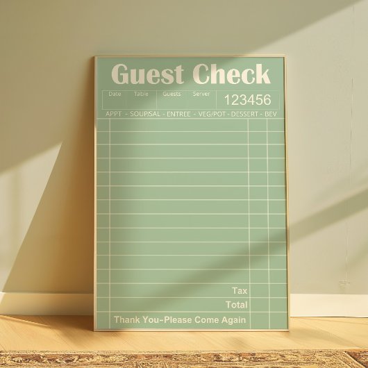 Guest Check Kitchen Wall Art Poster tendance