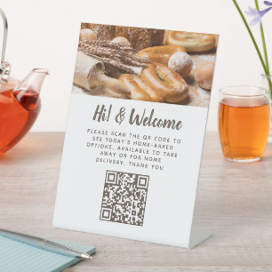 Guest contactloze QR-bankierbakkersfoto Pede Reclamebord Met Voetstuk