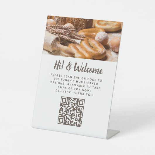 Guest contactloze QR-bankierbakkersfoto Reclamebord Met Voetstuk (Voorkant)