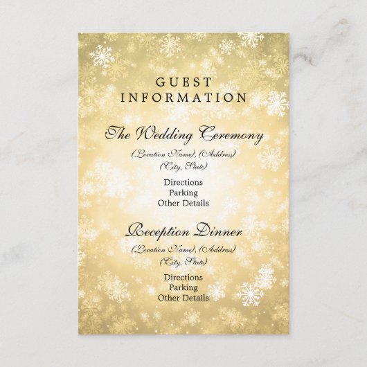 Guest Information Gold Winter Wonderland Informatiekaartje (Voorkant)
