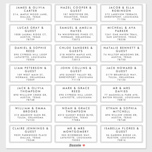 Guest Name Mailing Address Wedding Label Sticker (Vel)