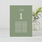 Guest Names Sage Green Table Card (Staand voorkant)