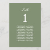 Guest Names Sage Green Table Card (Voorkant)