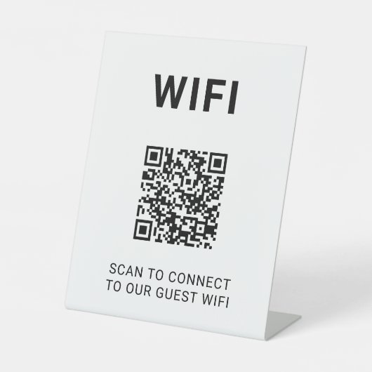 Guest Wifi QR Code Connect Login Minimal Reclamebord Met Voetstuk (Voorkant)