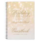 Guestbook 70th Birthday Gold Bokeh Sparkle Lights Notitieboek (Voorkant)