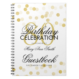 Guestbook 80th Birthday Gold Foil Glitter Lights Notitieboek
