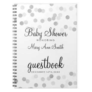 Guestbook Baby shower Silver Foil Glitter Lights Notitieboek