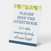 Guestbook Lemon Bridal Shower Sign Reclamebord Met Voetstuk (Voorkant)