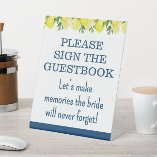 Guestbook Lemon Bridal Shower Sign Reclamebord Met Voetstuk