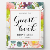 Guestbook Spring Floral sign Tabletop Fotoplaat (Voorkant)