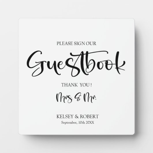 Guestbook Weddenschap Tabletop Plaque Fotoplaat (Voorkant)