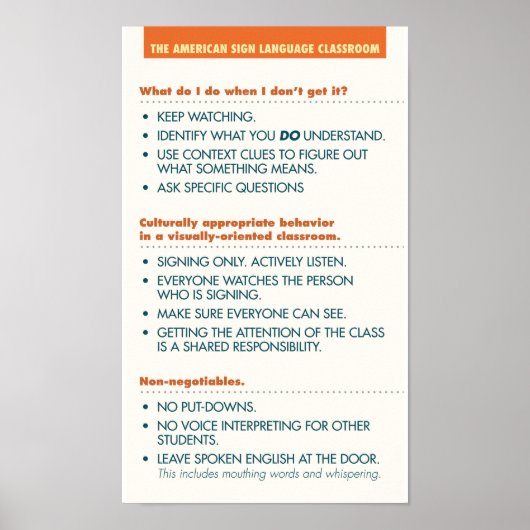 Guide de classe ASL. affiche (bkgd léger) (Devant)
