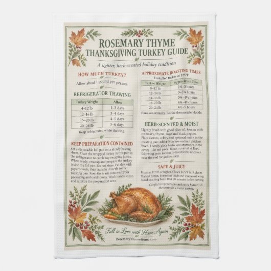 Guide de dinde de Thanksgiving Serviette de cuisin (Vertical)