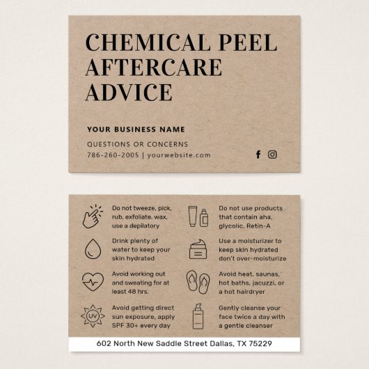 Guide de soins après peeling chimique Kraft nature (Devant & derrière)