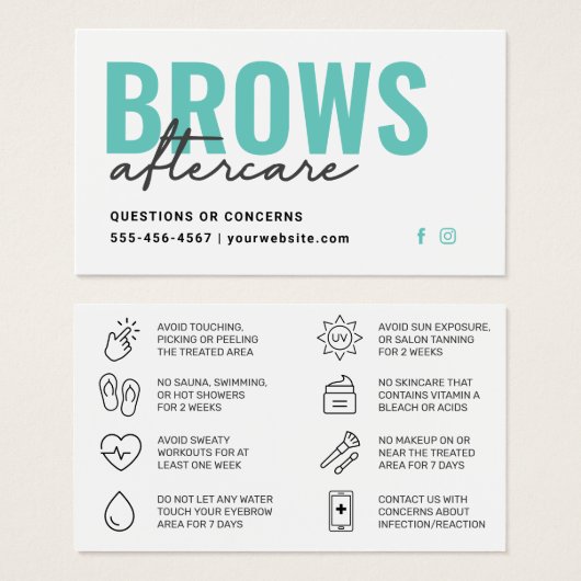 Guide de soins après sourcils moderne sarcelle fra (Devant & derrière)