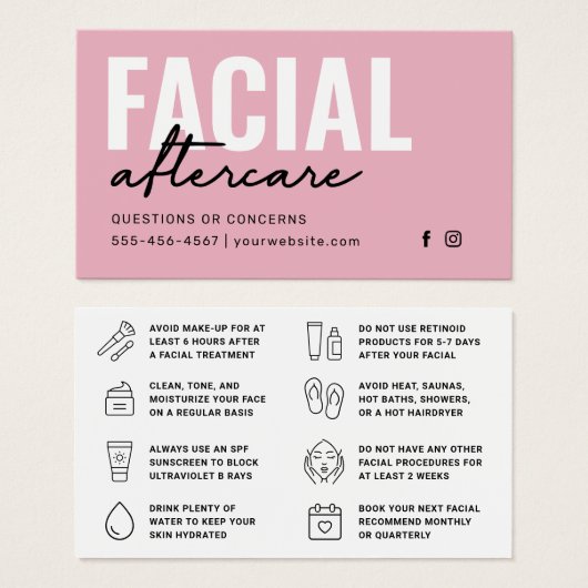 Guide de soins après un traitement facial moderne (Devant & derrière)