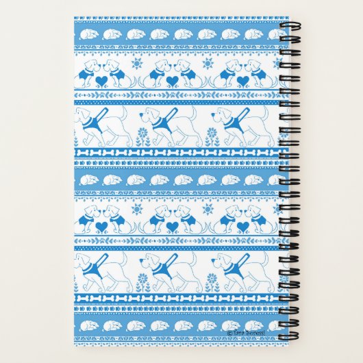 Guide Dog Tale Lab Patroon - Blauw - Klein Notitieboek (Achterkant)