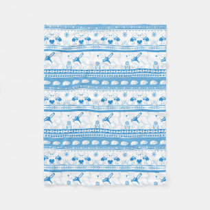 Guide Dog Tale Labs Patroon - Blauw - Fleece Deken