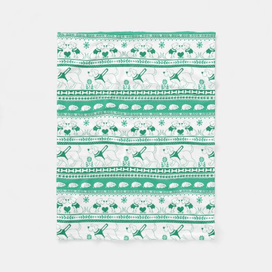 Guide Dog Tale Labs Patroon - Groen - Fleece Deken (Voorkant)