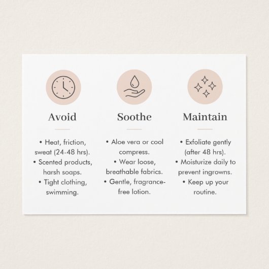 Guide élégant de soins après épilation à la cire e (Dos)