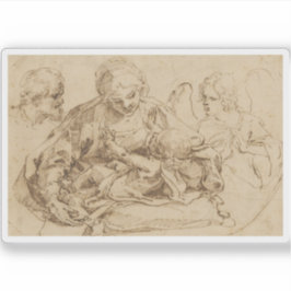 Guido Reni - Heilige Familie met een Engel Sticker