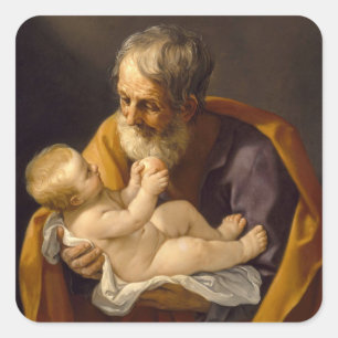 Guido Reni - Sint-Jozef en het Christelijk Kind Vierkante Sticker