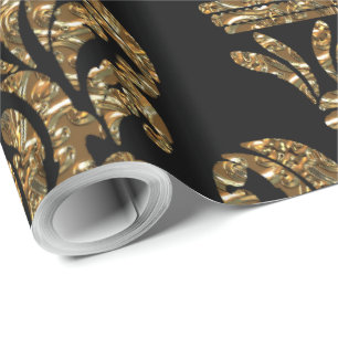 GuildHall Regal 30 x 30-inch zwart Damask Cadeaupapier