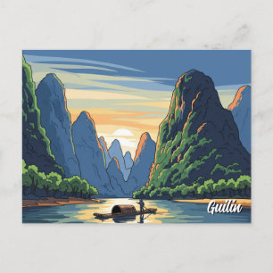 Guilin China Li River Travel Briefkaart
