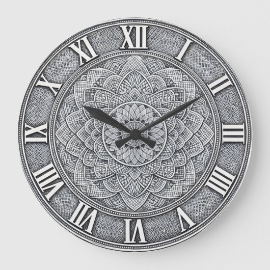Guilloché Roman Numeral — Luxury Engraved pattern Grote Klok (Voorkant)
