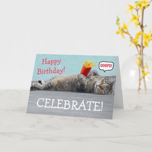 Guilty Cat Funny Birthday Kaart (Gele Bloem)