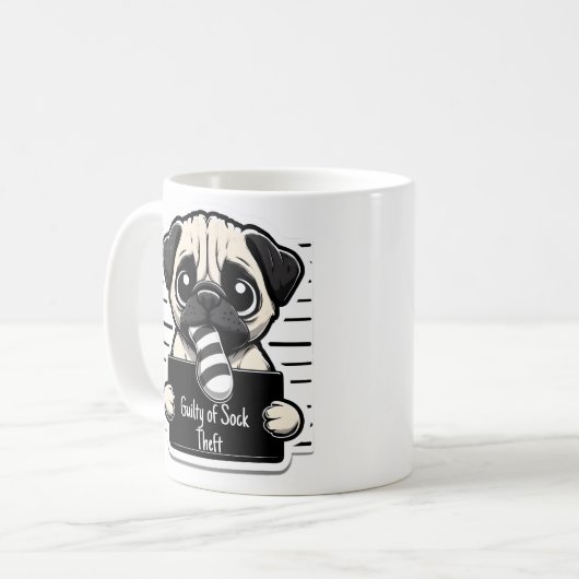 Guilty Paws Mok Shot - Pug - Koffie Mok (Voorkant links)