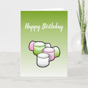 Guimauve sur carte de vœux pliée d'anniversaire