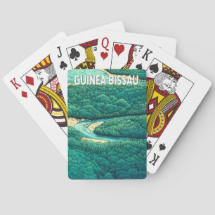 Guinea Bissau Illustratie Reis Kunst Vintage Pokerkaarten